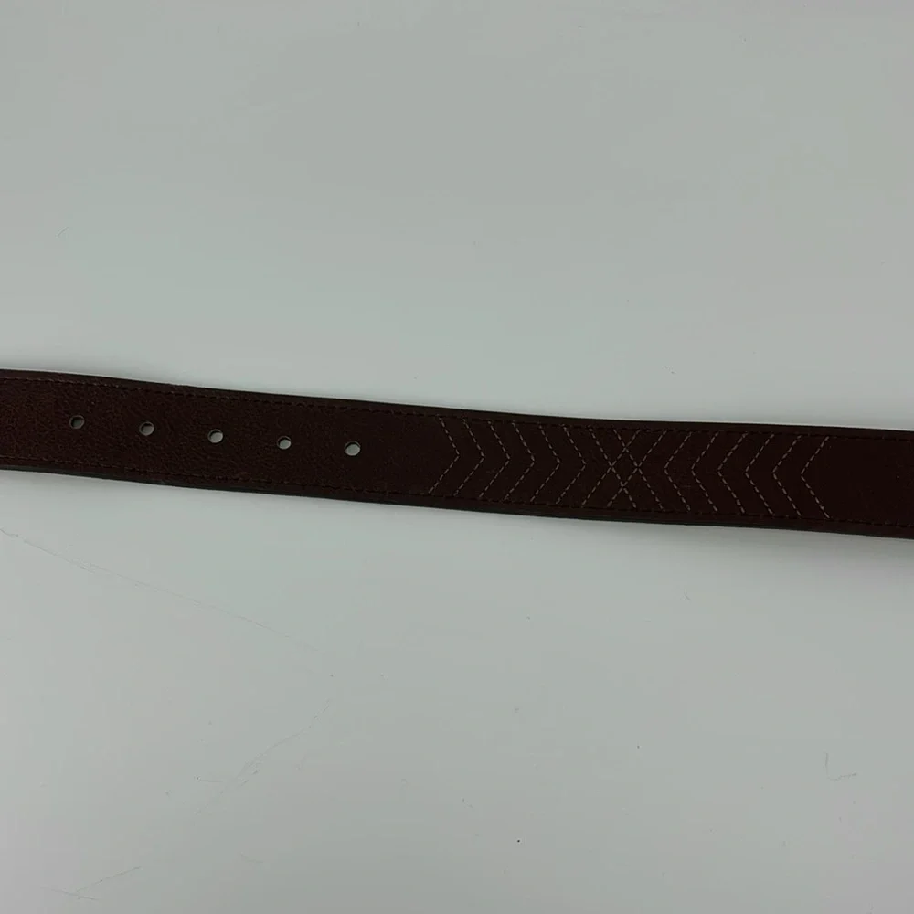 NWT Relic Stitch Detail Jean Brown Leather Belt, Women's Medium